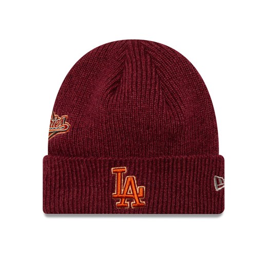 Czapka New Era LA Dodgers World Series Patch Cuff Knit Beanie 60580732 Czerwony ze sklepu eobuwie.pl w kategorii Czapki zimowe męskie - zdjęcie 183606555