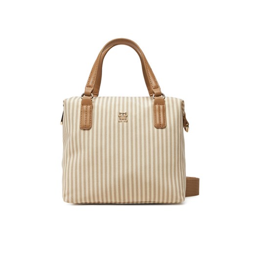 Torebka Tommy Hilfiger Poppy Summer Small Tote AW0AW17202 Beżowy ze sklepu eobuwie.pl w kategorii Torebki damskie - zdjęcie 183606765
