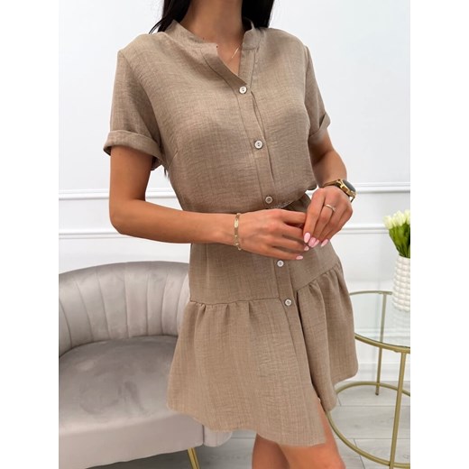 Sukienka Modnakiecka.pl z krótkim rękawem mini casual szmizjerka 