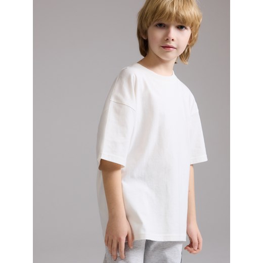 Reserved - Bawełniany t-shirt - złamana biel ze sklepu Reserved w kategorii T-shirty chłopięce - zdjęcie 183608289