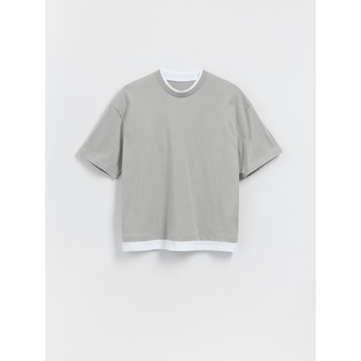 Reserved - Bawełniany t-shirt - jasnoszary ze sklepu Reserved w kategorii T-shirty chłopięce - zdjęcie 183608459