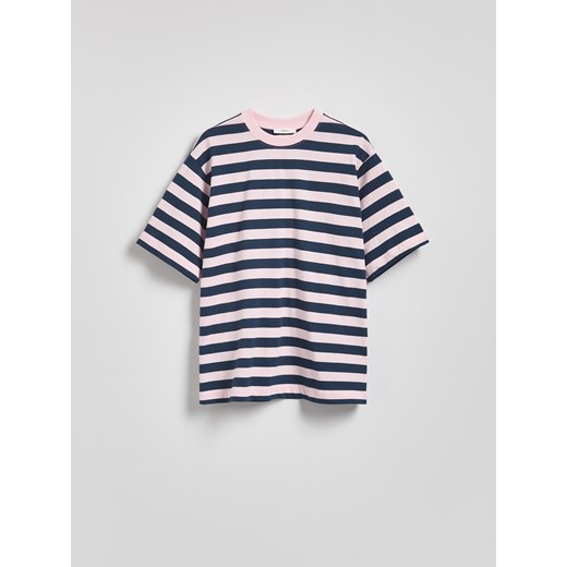 Reserved - Bawełniany t-shirt oversize - granatowy Reserved L Reserved