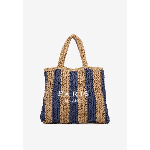 Granatowa Torebka Shopper Plażowa z Napisem Navirael ze sklepu born2be.pl w kategorii Torby letnie - zdjęcie 183611337