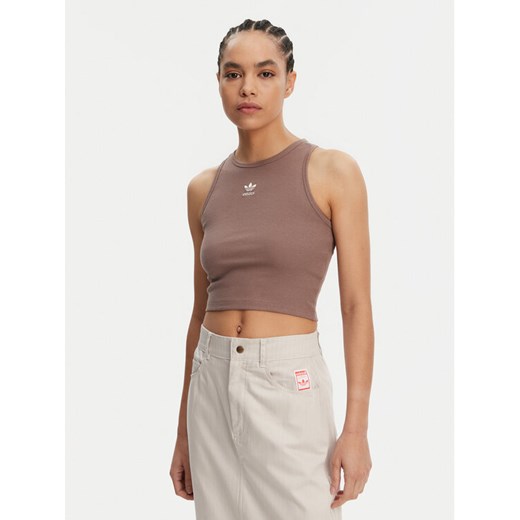 adidas Top Essentials JC9009 Beżowy Slim Fit ze sklepu MODIVO w kategorii Bluzki damskie - zdjęcie 183612879
