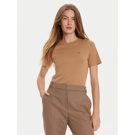 Tommy Hilfiger T-Shirt New Cody WW0WW40587 Beżowy Slim Fit ze sklepu MODIVO w kategorii Bluzki damskie - zdjęcie 183612976