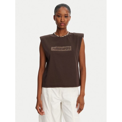 Patrizia Pepe T-Shirt 2M4423/J274-B825 Brązowy Regular Fit ze sklepu MODIVO w kategorii Bluzki damskie - zdjęcie 183613055