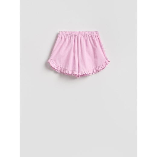 Reserved - Bawełniane szorty z falbankami - różowy ze sklepu Reserved w kategorii Szorty - zdjęcie 183617079
