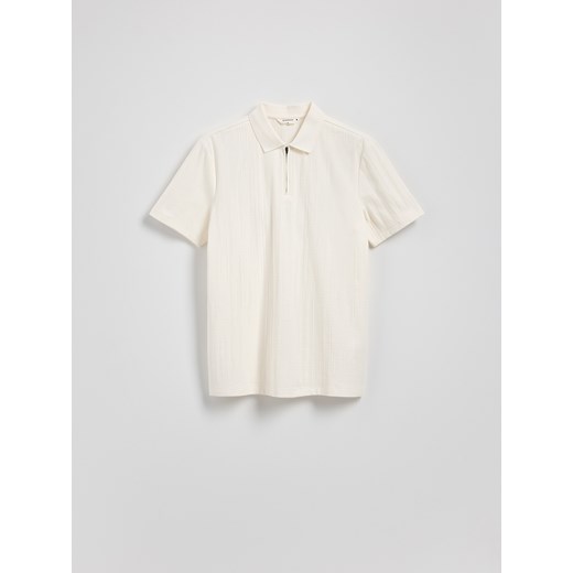 Reserved - Strukturalne polo regular fit - złamana biel ze sklepu Reserved w kategorii T-shirty męskie - zdjęcie 183617226