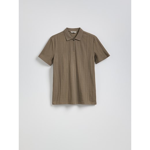 Reserved - Strukturalne polo regular fit - ciemnozielony ze sklepu Reserved w kategorii T-shirty męskie - zdjęcie 183617228