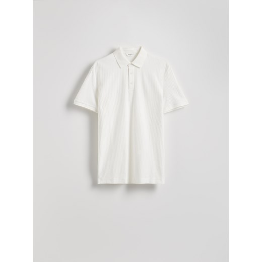 Reserved - Strukturalne polo regular fit - złamana biel ze sklepu Reserved w kategorii T-shirty męskie - zdjęcie 183617266