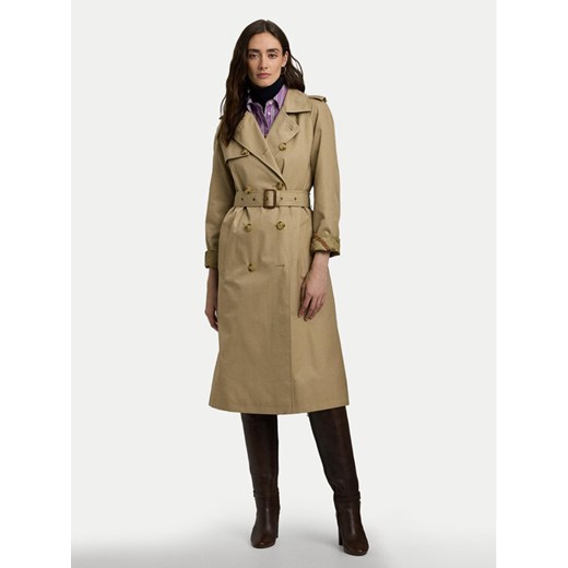 Lauren Ralph Lauren Trencz 297951259003 Beżowy Straight Fit ze sklepu MODIVO w kategorii Płaszcze damskie - zdjęcie 183620295