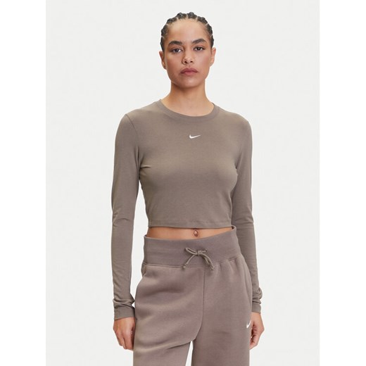 Nike Bluzka Chill Knit HF5322 Brązowy Regular Fit ze sklepu MODIVO w kategorii Bluzki damskie - zdjęcie 183620336