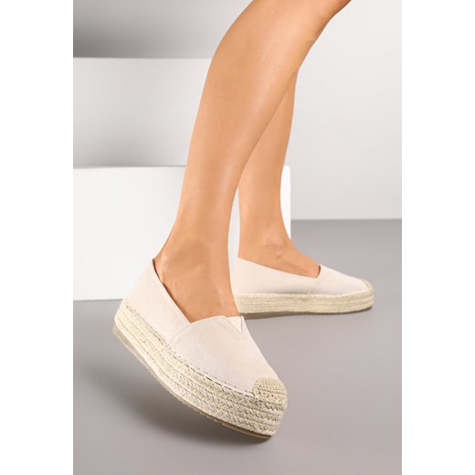 Beżowe Espadryle na Plecionej Podeszwie z Ozdobnymi Noskami Litherise ze sklepu born2be.pl w kategorii Espadryle damskie - zdjęcie 183622829