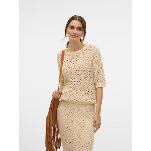 Sweter damski Vero Moda w groszki z okrągłym dekoltem 