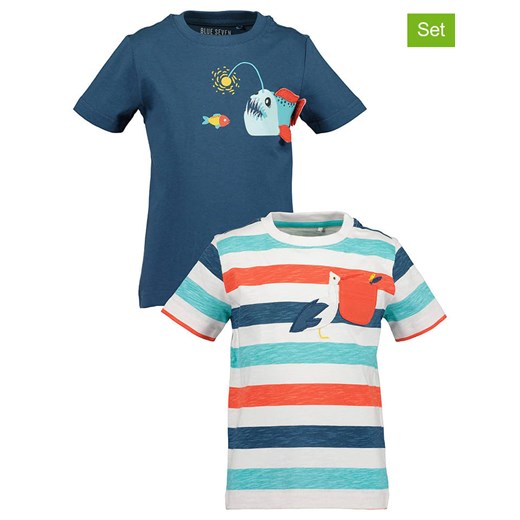 Blue Seven Koszulki (2 szt.) w kolorze granatowym ze wzorem ze sklepu Limango Polska w kategorii T-shirty chłopięce - zdjęcie 183624325