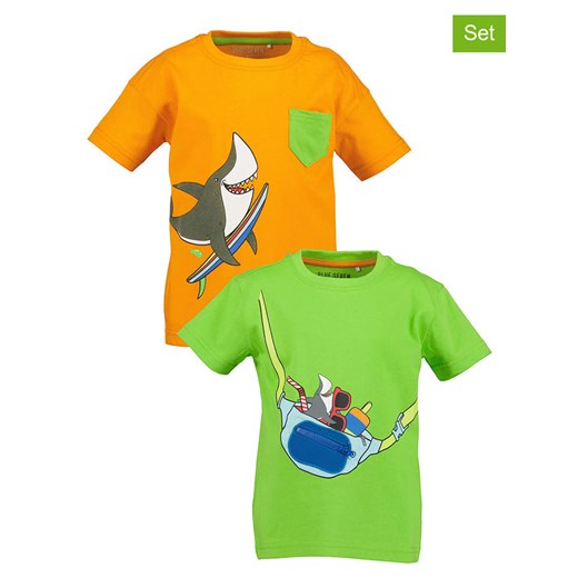 Blue Seven Koszulki (2 szt.) w kolorze zielono-pomarańczowym ze sklepu Limango Polska w kategorii T-shirty chłopięce - zdjęcie 183624335