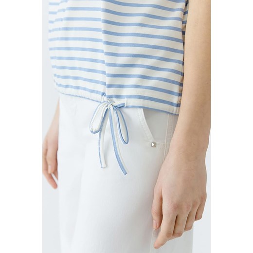 Bluzka damska z krótkim rękawem z elastanu w paski 