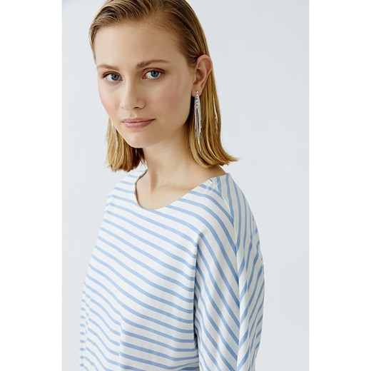 Bluzka damska z elastanu z krótkim rękawem biała z okrągłym dekoltem 