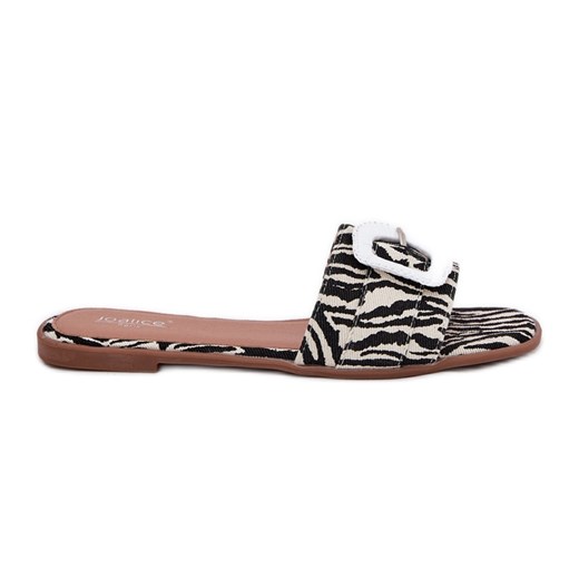 Inna Płaskie Klapki Damskie Z Ozdobną Klamrą Zebra białe ze sklepu ButyModne.pl w kategorii Klapki damskie - zdjęcie 183628475