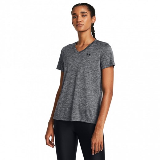 Damska koszulka treningowa Under Armour Tech SSV- Twist - szara ze sklepu Sportstylestory.com w kategorii Bluzki damskie - zdjęcie 183628809