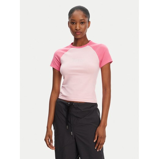 Juicy Couture T-Shirt Contrast JCWCT125307 Różowy Slim Fit ze sklepu MODIVO w kategorii Bluzki damskie - zdjęcie 183631359