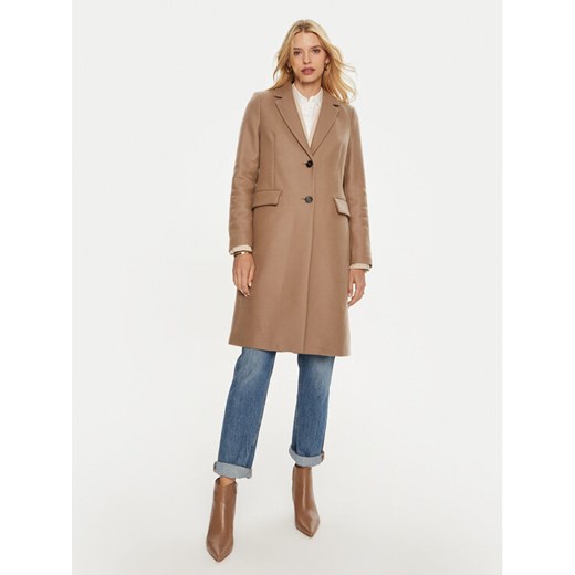 Tommy Hilfiger Płaszcz wełniany WW0WW42738 Brązowy Regular Fit ze sklepu MODIVO w kategorii Płaszcze damskie - zdjęcie 183631629