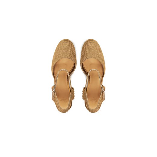 Espadryle damskie Castañer z klamrą na koturnie eleganckie z tkaniny