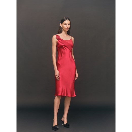 Reserved - Jedwabna sukienka na ramiączkach - czerwony ze sklepu Reserved w kategorii Sukienki - zdjęcie 183636206