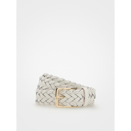 Reserved - Pleciony pasek z klamrą - złamana biel Reserved M okazja Reserved