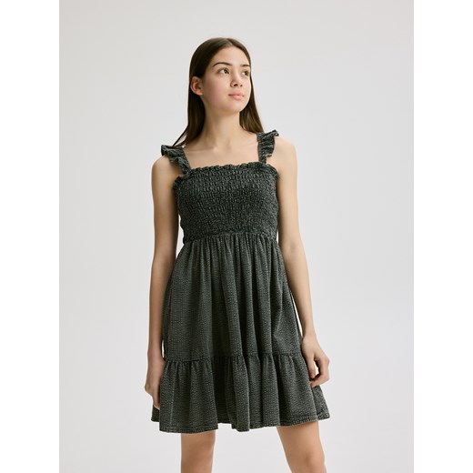 Reserved - Strukturalna sukienka na ramiączkach - ciemnoszary Reserved 128 (7-8 lat) Reserved