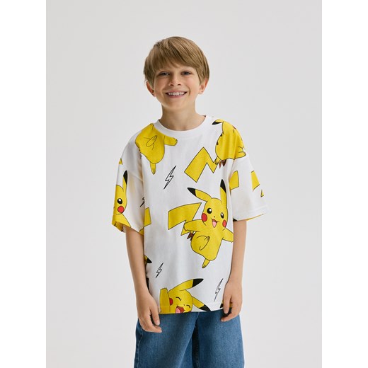 Reserved - Bawełniany t-shirt Pokemon - złamana biel ze sklepu Reserved w kategorii T-shirty chłopięce - zdjęcie 183637198