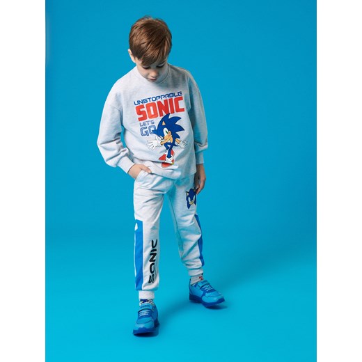 Sinsay - Spodnie dresowe ze ściągaczami Sonic the Hedgehog: Modern - szary Sinsay 104 (3-4 l) Sinsay