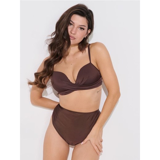 Sinsay - Dół od bikini z wysokim stanem - brązowy ze sklepu Sinsay w kategorii Stroje kąpielowe - zdjęcie 183638218