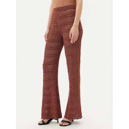 TWINSET Spodnie dzianinowe 251TT3196 Brązowy Wide Leg ze sklepu MODIVO w kategorii Spodnie damskie - zdjęcie 183639576