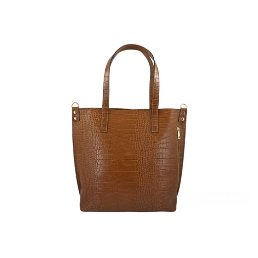 Duża torebka damska shopper - Brązowa jasna ze sklepu butyolivier w kategorii Torby Shopper bag - zdjęcie 183641596