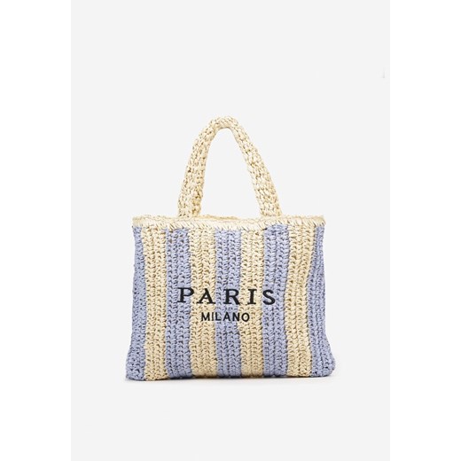 Niebieska Torebka Shopper Plażowa z Napisem Navirael ze sklepu born2be.pl w kategorii Torby letnie - zdjęcie 183643526