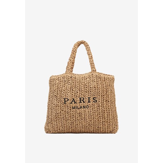 Ciemnobeżowa Torebka Typu Shopper Ozdobiona Plecionką Zenauri ze sklepu renee.pl w kategorii Torby letnie - zdjęcie 183643829