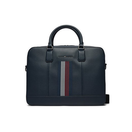 Torba na laptopa Tommy Hilfiger Coated Canvas Computer Bag AM0AM12492 Granatowy ze sklepu eobuwie.pl w kategorii Torby na laptopa - zdjęcie 183643917