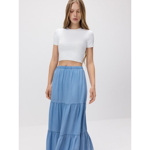 Reserved - Spódnica maxi z lyocellu - niebieski ze sklepu Reserved w kategorii Spódnice - zdjęcie 183646207