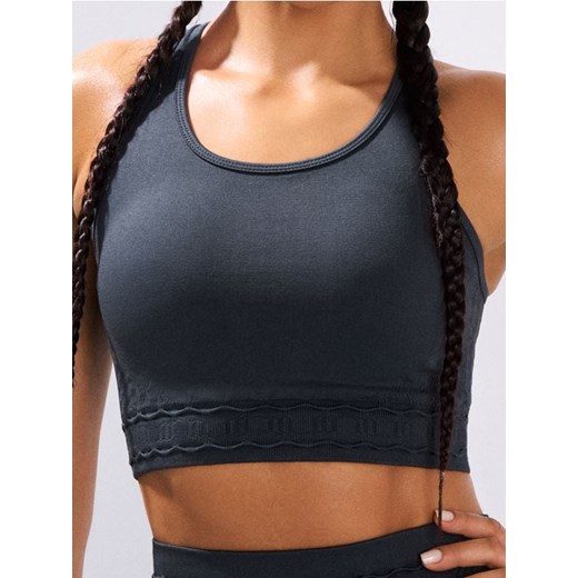 Sinsay - Top sportowy z ozdobnym przeszyciem w talii - szary - id: 180GE-90X - marki Sinsay - 183646539 Sinsay - Top sportowy z ozdobnym przeszyciem w talii - szary ze sklepu Sinsay w kategorii Biustonosze - zdjęcie 183646539
