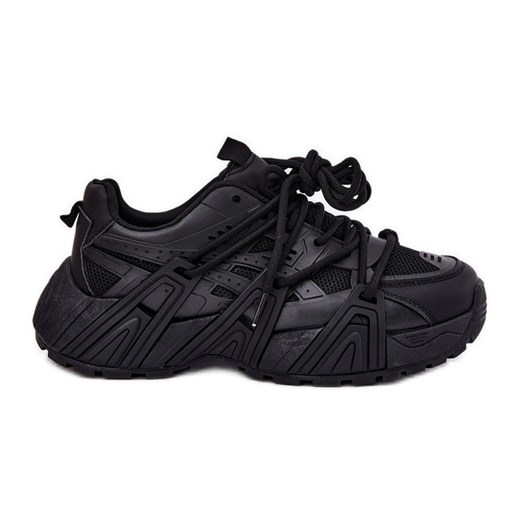 Inna Sneakersy Damskie Z Podwójnym Sznurowaniem Czarne ze sklepu ButyModne.pl w kategorii Buty sportowe damskie - zdjęcie 183651867