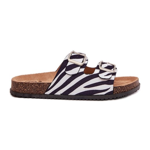 Inna Klapki Damskie Z Klamrami Zebra białe ze sklepu ButyModne.pl w kategorii Klapki damskie - zdjęcie 183651909