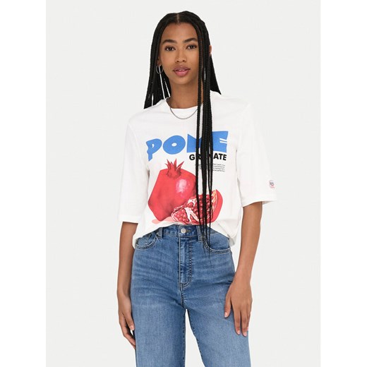 ONLY T-Shirt Phoebe 15351369 Biały Regular Fit ze sklepu MODIVO w kategorii Bluzki damskie - zdjęcie 183652318
