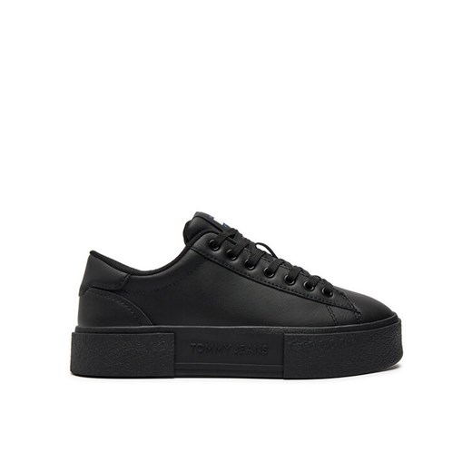 Sneakersy Tommy Jeans Foxing Flatform Sneaker EN0EN02567 Czarny ze sklepu eobuwie.pl w kategorii Buty sportowe damskie - zdjęcie 183652479