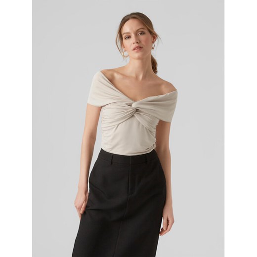 Vero Moda Bluzka 10296078 Écru Regular Fit ze sklepu MODIVO w kategorii Bluzki damskie - zdjęcie 183653119