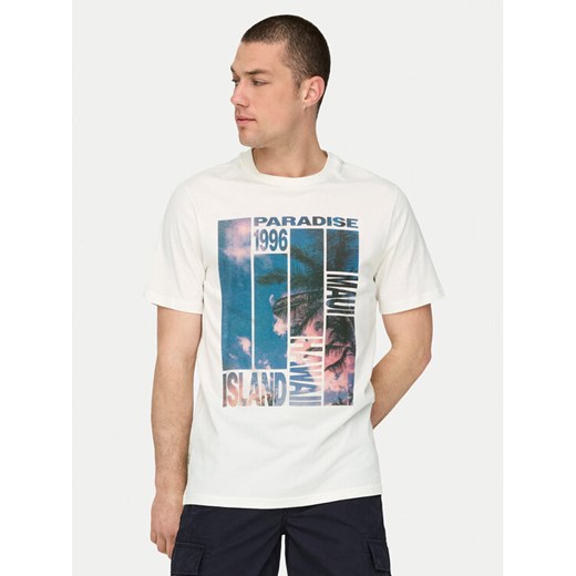 Only & Sons T-Shirt Magdy 22029454 Biały Regular Fit ze sklepu MODIVO w kategorii T-shirty męskie - zdjęcie 183653188