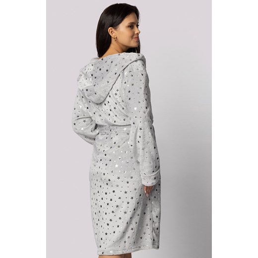 Envie szlafrok damski z kapturem plus size Star, Kolor jasnoszary, Rozmiar 4XL/5XL, Envie ze sklepu Intymna w kategorii Szlafroki damskie - zdjęcie 183658476