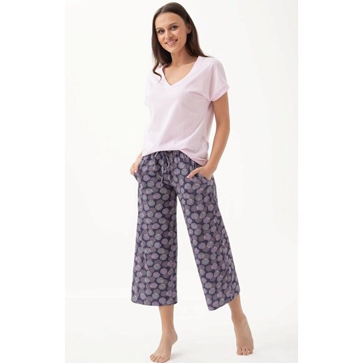 Piżama damska różowa w kwiatowe rozetki 314, Kolor różowo-brązowy, Rozmiar M, Luna ze sklepu Intymna w kategorii Piżamy damskie - zdjęcie 183658537