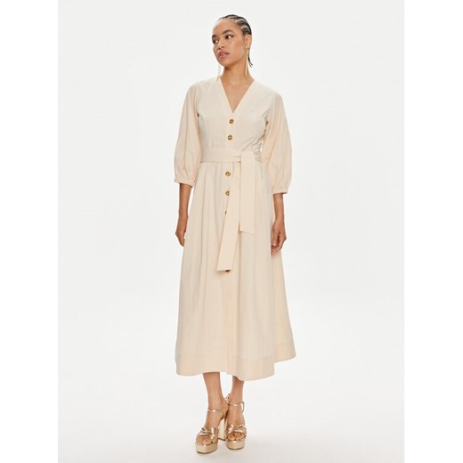 TWINSET Sukienka koszulowa 241TT2051 Beżowy Loose Fit ze sklepu MODIVO w kategorii Sukienki - zdjęcie 183660226