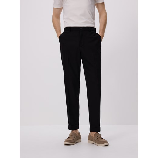 Reserved - Spodnie garniturowe z wiskozą - czarny Reserved 56 Reserved